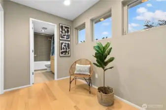 This top floor landing again features warm, Hickory flooring. There are two guest rooms on this level and both are large and comfortable.