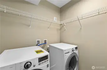 The utility room is just off the primary bedroom making it a breeze to put the laundry away in that large walk-in closet.
