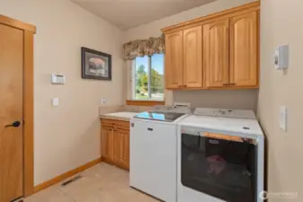 Laundry room with sink and storage
