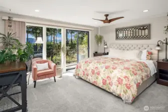 3 bedrooms on the main level includes the relaxing primary suite, expansive ensuite bath, large walk-in closet and private view deck.