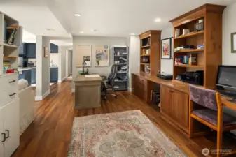 A perfect setup for extended family or guests downstairs with a Brand new, second, full kitchen with custom cherry cabinets. Large double recreation room with a gas fireplace, built-ins, with two desks-perfect for kids & homework. Huge laundry room. Relaxing steam shower. Double doors to lower decks.