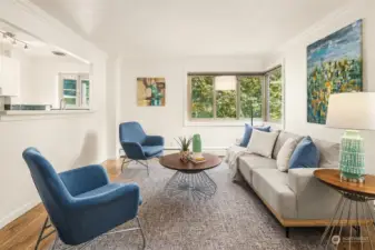 Cozy living room with ample light.