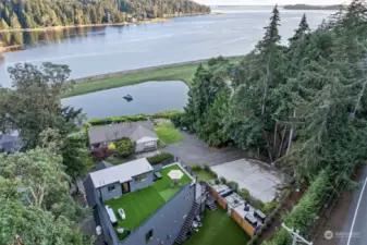 This overhead shot shows just how close you are to the water and what a unique design the home has.