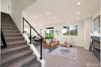 The open floor plan makes the home feel larger than its size.