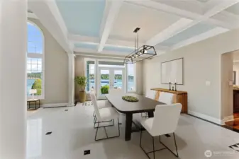 Imagine the dinners! This expansive space easily fits a grand dining table-perfect for hosting unforgettable gatherings! Digitally Staged