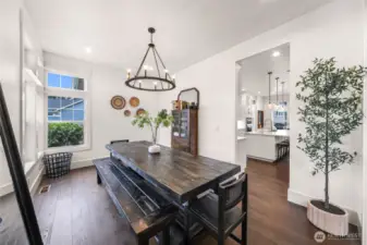 Formal dining with easy access to the kitchen.
