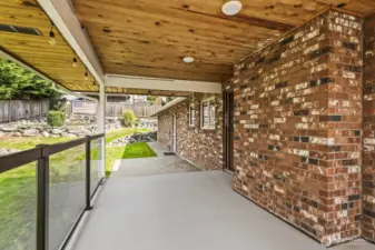 Covered area on the deck with gas hook up for bbq