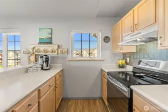 Functional kitchen with newer stainless steel appliances