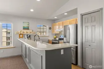 Versatile bar area for additional seating if needed