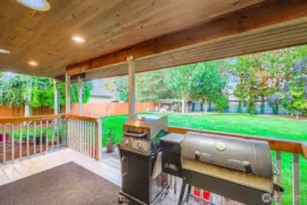 Fantastic and entertaining back deck overlooking the spacious back yard.