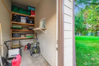 Great storage room ideal for gardening tools, storage, or potentially a small shop?