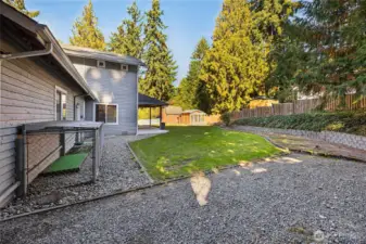 Standing at the RV parking area, this desirable space includes a sewage cleanout and power.