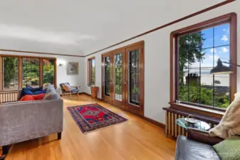 Newly refinished original oak floors gleam throughout the home