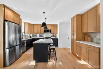 Warm cabinets and south facing windows below the cabinets. How cool is that?!