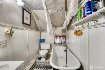 Upstairs bathroom with claw foot tub adds some classic charm.