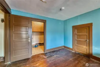 Upstairs bedroom with large walk in closet.