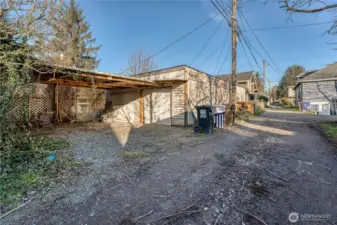 Convenient alley access to garage and carport parking with additional street parking as well.