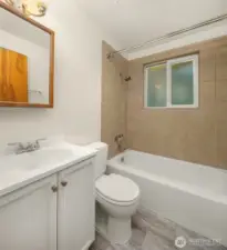 New vinyl flooring in bathroom and laundry area