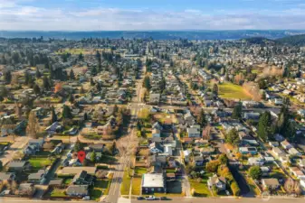Aerial view looking West along N. 46th St
