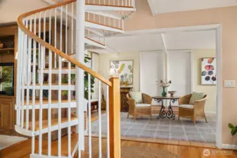 Welcoming seating area in entry.