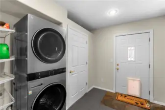 Additional private entry to ADU with downstairs washer and dryer.