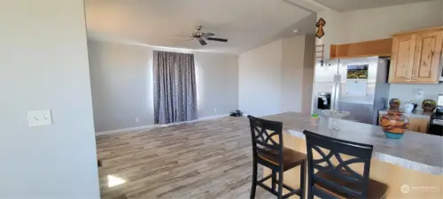 The view of the Living Room from the Dining Room.