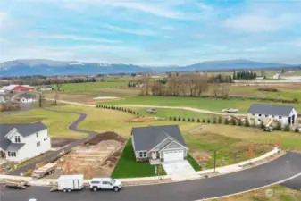 This home is located on a quiet, dead-end street.  All the space, to the short line of trees is designated Green Belt for this development.