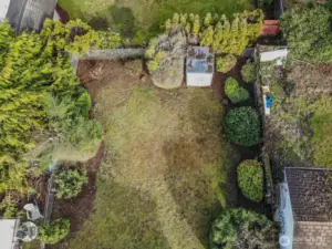 Aerial shot of backyard.