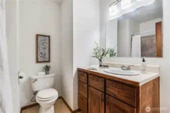This full bathroom serves the whole main floor.