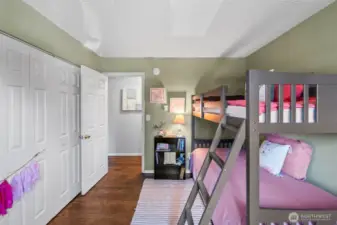 Big double closets are one of the features of this room.
