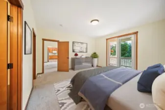 # 1 of 2 Primary Suites has 5-piece bathroom & deck access on the lake side