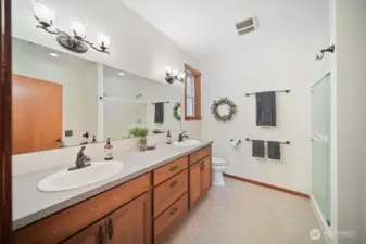 Double sink vanity in # 1 of 2 Primary Suites
