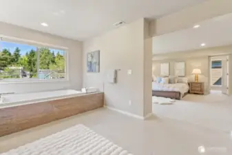 Primary bath with soaking tub.