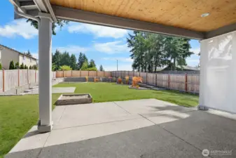 Enjoy the outdoors year round on the patio, beneath beautiful pine tongue and groove ceilings with recessed lighting.