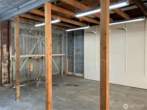 Interior of one car garage