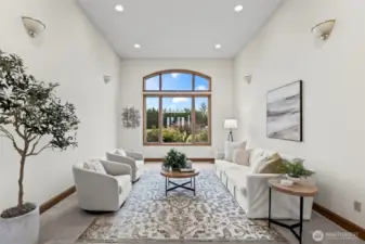 One of two spaces to gather and entertain, with a beautiful view of the property and surroundings