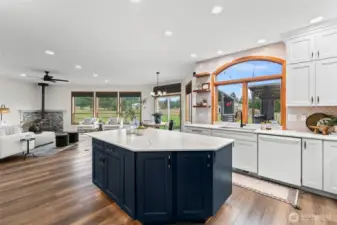 The kitchen and adjoining family room creates the perfect space for people to congregate