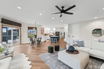 Entertaining easily flows on to the new deck where the outdoor structures allow for year round enjoyment.