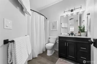 With a shared full bathroom in between