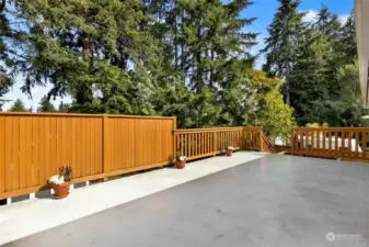 Another view of the huge deck with stairs leading to large yard