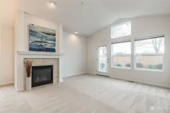 Spacious living room with vaulted ceiling