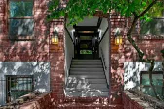 The formal entrance to the condo lobby on Thomas street. Use this or your own personal door to the world outside.