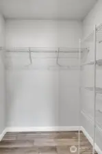 The ADU bedroom includes a convenient walk-in closet.