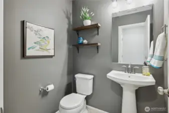 Half bath just off the downstairs office space.