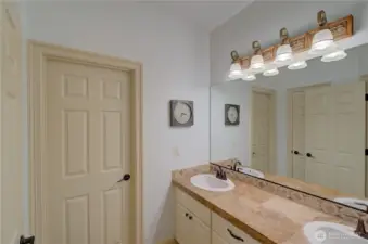Second floor full bathroom. Water closet and tub/shower are through the door.