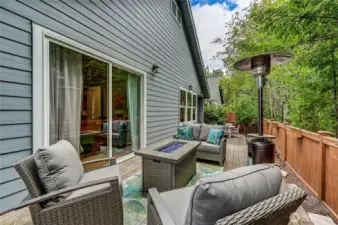 The entertaining sized deck and patio overlooks the greenbelt area and is super private.