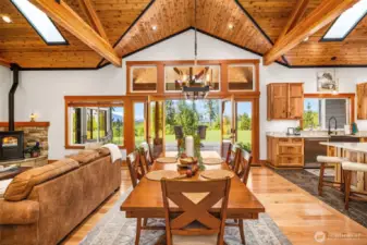 Vaulted ceilings and skylights allow for natural light