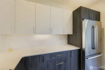 Large cabinets and drawers for ample storage