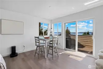 Breakfast nook to sip your coffee, watch the boats and look to see if the orca are splashing!
