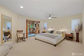 Primary sanctuary with ensuite, walk in closet, exercise room.